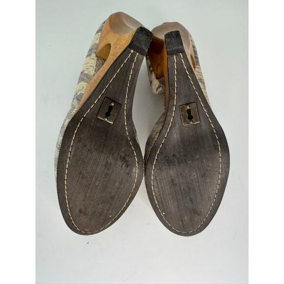 Schuler & Sons Anthropologie Women's Size 7M Snakeskin Cutout Wedge Heels - Picture 8 of 10